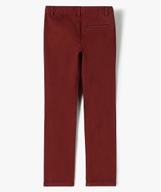 pantalon garcon chino uni a revers rouge pantalonsB520501_4