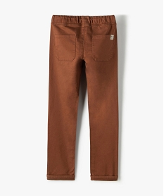 pantalon garcon en toile extensible avec taille elastiquee brun pantalonsB520801_3