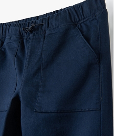 pantalon garcon en toile extensible avec taille elastiquee bleuB520901_2