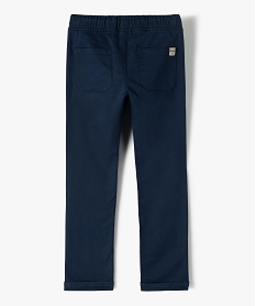 pantalon garcon en toile extensible avec taille elastiquee bleuB520901_3