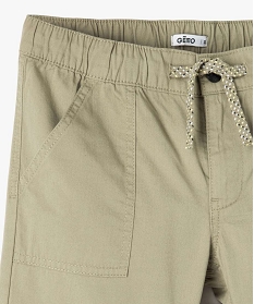 bermuda garcon en toile avec poches surpiquees vert shorts bermudas et pantacourtsB521101_2