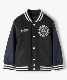 GEMO Blouson garçon bicolore et bimatière - Camps Bleu