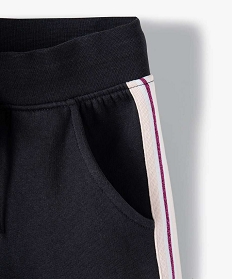 pantalon de jogging fille avec bande pailletee sur les cotes grisB528701_3