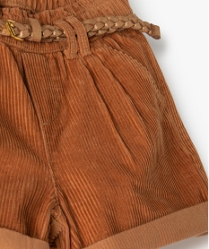 short fille en velours grosses cotes et ceinture pailletee orange shortsB529601_2