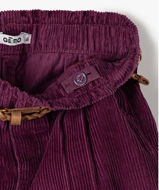 short fille en velours grosses cotes et ceinture pailletee violetB529701_3