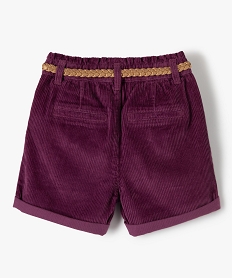 short fille en velours grosses cotes et ceinture pailletee violet shortsB529701_4