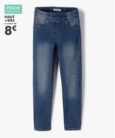 GEMO Jegging délavé avec taille ajustable fille bleu vif