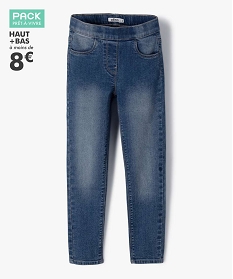 GEMO Jegging délavé avec taille ajustable fille Gris