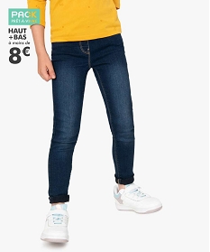 GEMO Jegging délavé avec taille ajustable fille bleu standard