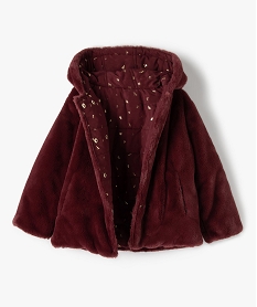 manteau fille forme trapeze reversible matelassemaille peluche rouge blousons et vestesB536601_2