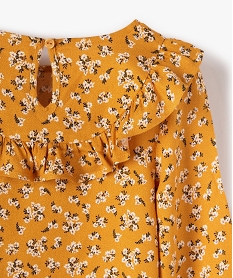 chemise fille a motifs fleuris et volant sur le col jaune chemises et blousesB537001_2