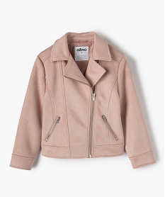 GEMO Blouson fille style biker en suédine Rose