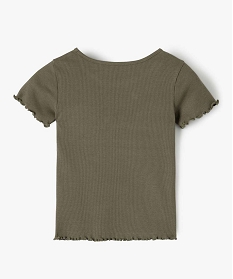 tee-shirt fille en maille cotelee avec finitions froncees vert tee-shirtsB545701_3