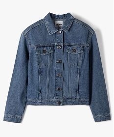 GEMO Veste fille en jean avec marques dusures Gris