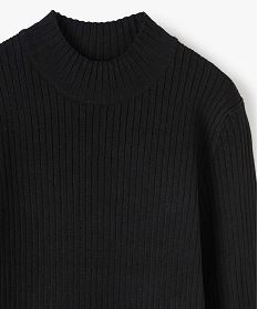 pull court a col cheminee en maille cotelee fille noir standard pullsB562201_2