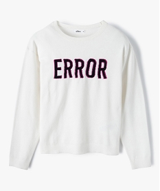 GEMO Pull fille en maille fine avec message blanc chine