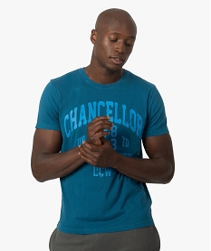 tee-shirt homme avec inscription ton sur ton - camps united bleu tee-shirtsB569101_1
