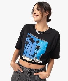 tee-shirt femme avec bas elastique - lulucastagnette noirB569901_2