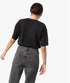 tee-shirt femme avec bas elastique - lulu castagnette noir t-shirts manches courtesB569901_3