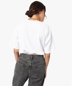 tee-shirt femme avec bas elastique - lulu castagnette blanc t-shirts manches courtesB570001_3