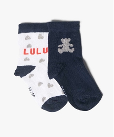 GEMO Chaussettes bébé à paillettes - Lulu Castagnette (lot de 2) bleu standard