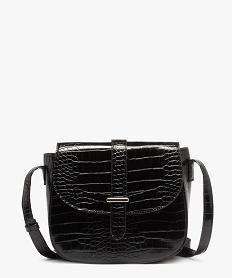 sac femme forme besace en matiere texturee noir sacs bandouliereB573001_1