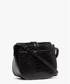 sac femme forme besace en matiere texturee noir sacs bandouliereB573001_2