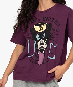 tee-shirt femme ample a manches courtes et motif xxl - camps violet t-shirts manches courtesB573701_2