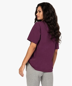 tee-shirt femme ample a manches courtes et motif xxl - camps violetB573701_3