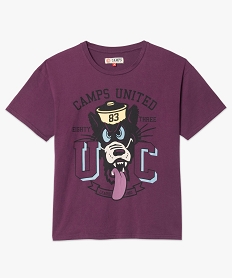 tee-shirt femme ample a manches courtes et motif xxl - camps violet t-shirts manches courtesB573701_4