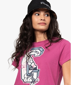 tee-shirt femme a manches courtes et motif patine - camps violetB573801_1