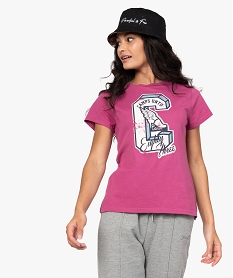 tee-shirt femme a manches courtes et motif patine - camps violetB573801_2
