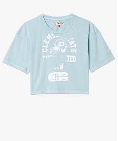 tee-shirt femme crop-top style vintage - camps bleu t-shirts manches courtesB573901_4
