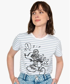 tee-shirt femme raye motif mickey - disney imprimeB578901_1