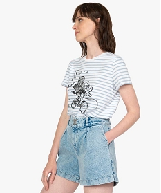 tee-shirt femme raye motif mickey - disney imprime t-shirts manches courtesB578901_2