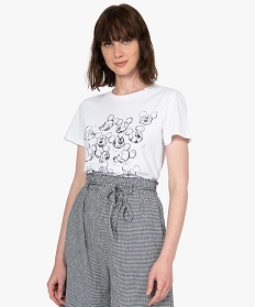 tee-shirt femme a manches courtes motif mickey - disney blanc t-shirts manches courtesB579001_1