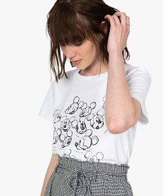 tee-shirt femme a manches courtes motif mickey - disney blanc t-shirts manches courtesB579001_2