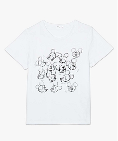 tee-shirt femme a manches courtes motif mickey - disney blanc t-shirts manches courtesB579001_4