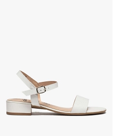 GEMO Sandales femme unies à brides droites et petit talon carré blanc standard
