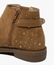 GEMO Boots fille style chelsea dessus cuir avec motif étoiles Orange