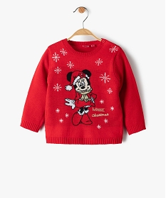 GEMO Pull de Noël fille avec motif Minnie - Disney Rouge
