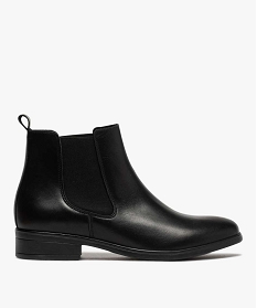 boots femme a talon plat unis en cuir style chelsea noirB586501_1