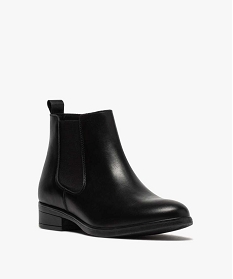 boots femme a talon plat unis en cuir style chelsea noirB586501_2