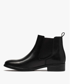 boots femme a talon plat unis en cuir style chelsea noirB586501_3