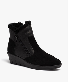boots femme confort unies a talon et doublure chaude noir chaussures confortB592301_2