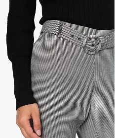 pantalon femme pied-de-poule a ceinture et revers imprime pantalonsB593501_2