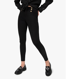 leggings femme avec boutons fantaisie a la taille noirB595801_1