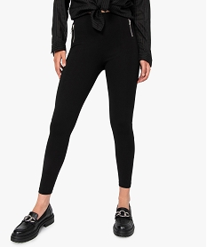leggings femme avec zip decoratifs sur lavant noir leggings et jeggingsB595901_1