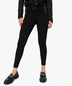 leggings femme avec zip decoratifs sur lavant noirB595901_1