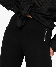 leggings femme avec zip decoratifs sur lavant noir leggings et jeggingsB595901_2